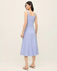 Ann Taylor Petite Button Ribbed Sweater Dress Blue Hydrangea Women's