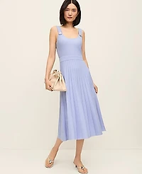 Ann Taylor Petite Button Ribbed Sweater Dress Blue Hydrangea Women's