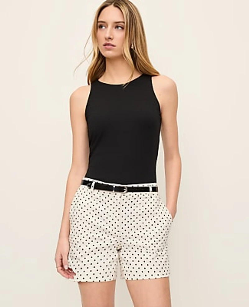 Ann Taylor The Petite Mid Short Polka Dot Winter White Women's