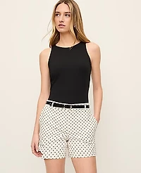 Ann Taylor The Petite Mid Short Polka Dot Winter White Women's
