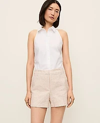 Ann Taylor The Petite City Short Gingham Pale Sandalwood Women's