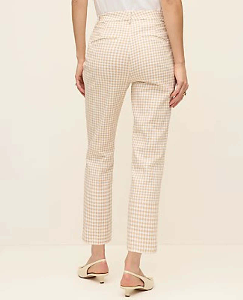Ann Taylor The Cotton Crop Pant Gingham — Curvy Fit Pale Sandalwood Women's