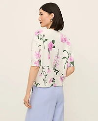 Ann Taylor Petite Floral Jacquard Sweater T-Shirt Pink Women's
