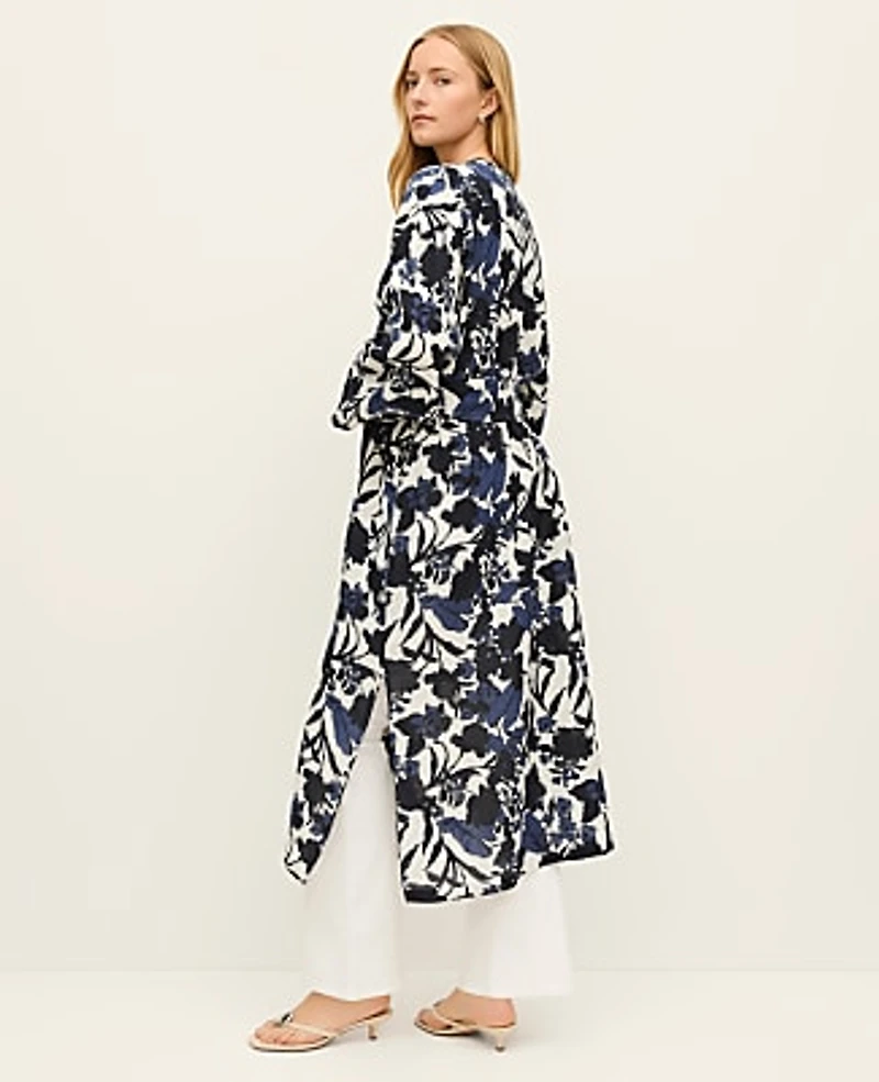 Ann Taylor Floral Belted Kimono Night Sky Women's