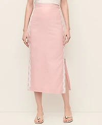Ann Taylor Midi Skirt Linen Blend Rose Veil Women's