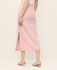 Ann Taylor Midi Skirt Linen Blend Rose Veil Women's