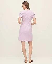 Ann Taylor Petite Gingham Button Pocket Shift Dress Size 4 Lilac/White Women's