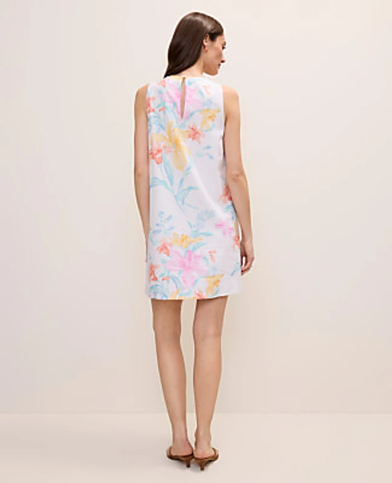 Ann Taylor Petite Floral Shift Dress Linen Blend Women's