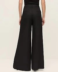 Ann Taylor The Petite Statement Palazzo Pant Linen Blend Black Women's