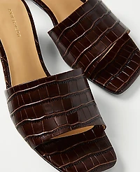 Ann Taylor Croco Heeled Mule Pure Chocolate Women's