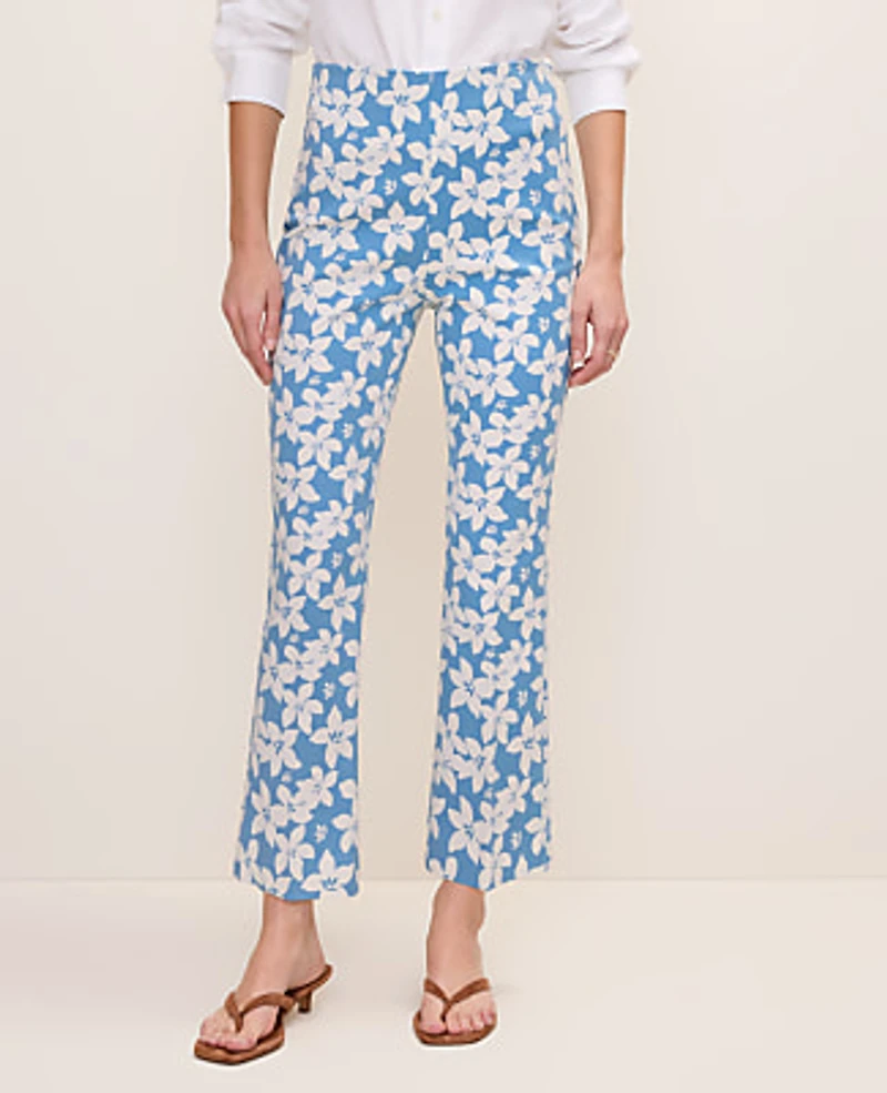 Ann Taylor The Flare Ankle Pant Floral Print Sea Haze B Women's