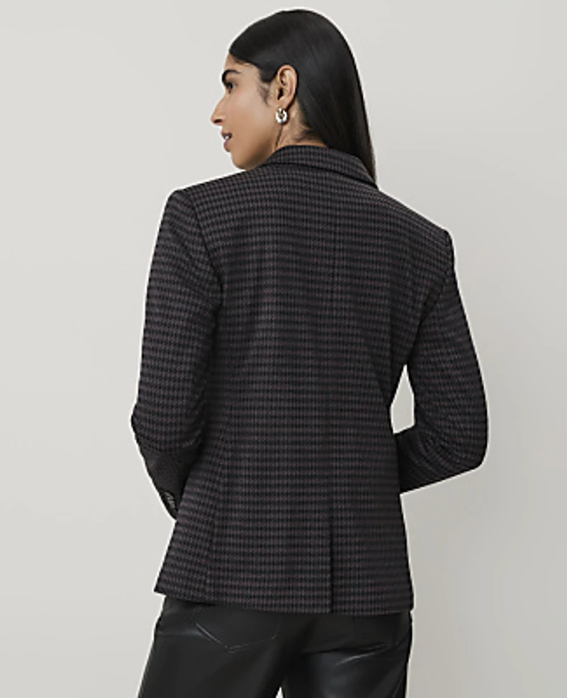 Ann Taylor The Hutton Blazer Houndstooth Black Grey Women's