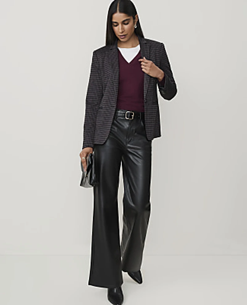 Ann Taylor The Hutton Blazer Houndstooth Black Grey Women's