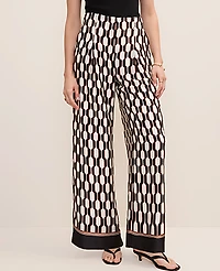 Ann Taylor The Petite Pleated Wide-Leg Pant Geo Satin Black Women's