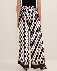 Ann Taylor The Petite Pleated Wide-Leg Pant Geo Satin Black Women's