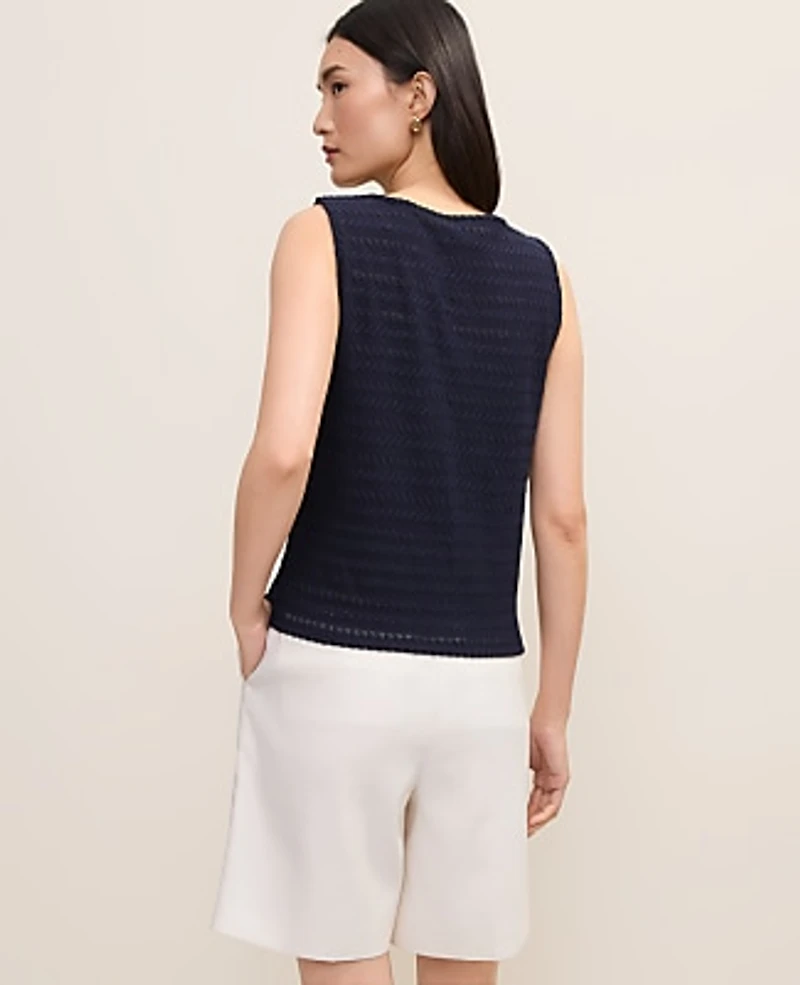 Ann Taylor Petite Crew Neck Shell Top Night Sky Women's