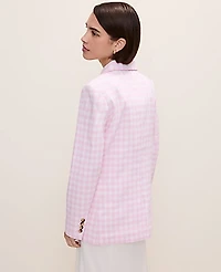 Ann Taylor The Gingham Longline Blazer Size 12 Vibrant Pink Women's