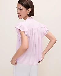 Ann Taylor Petite Flutter Sleeve Button Down Blouse Women's