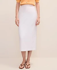 Ann Taylor The Petite Clean Midi Skirt Linen Blend White Women's