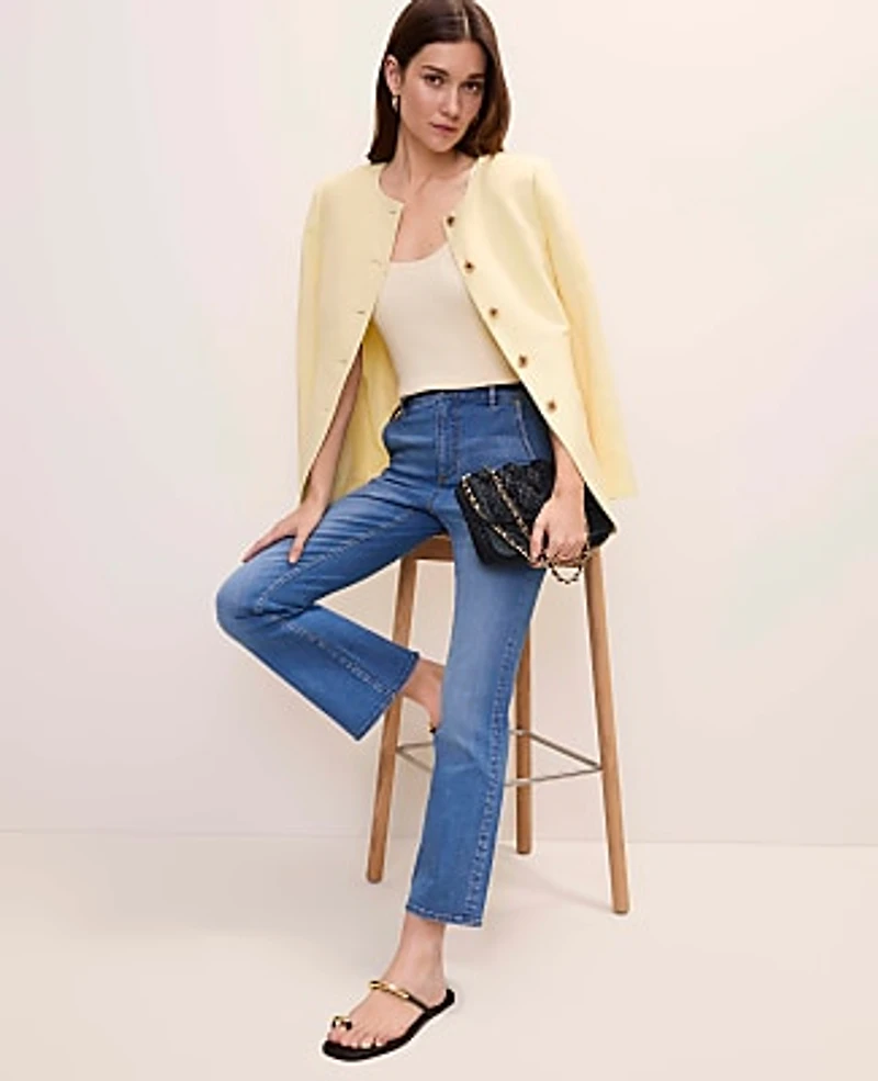 Ann Taylor The Petite Cutaway Jacket Linen Blend Yellow Buttercream Women's
