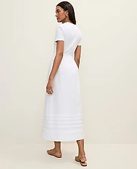 Ann Taylor Petite Weekend Mixed Media Crew Neck Midi Dress Size XS White Women's