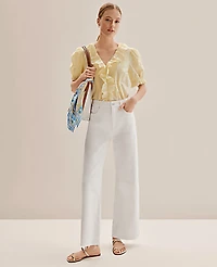 Ann Taylor Petite Weekend Eyelet Ruffle Trim Blouse Women's