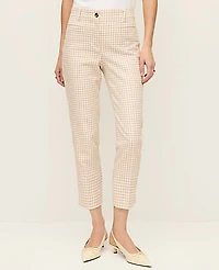 Ann Taylor The Tall Cotton Crop Pant Gingham Pale Sandalwood Women's