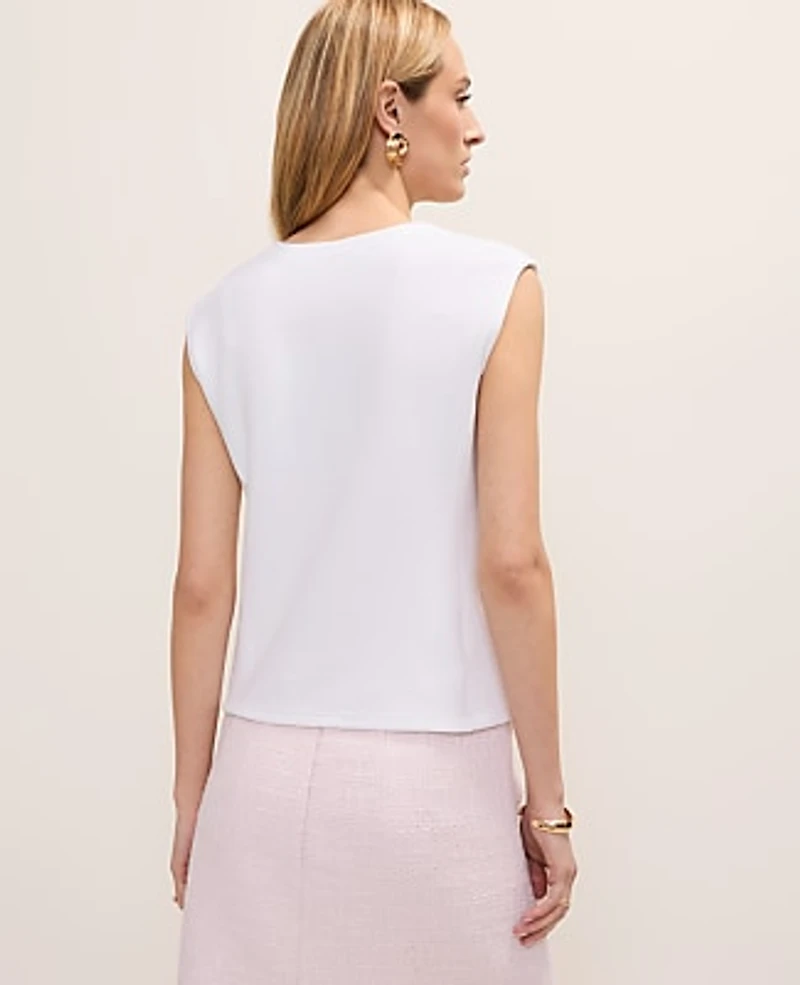 Ann Taylor Petite Sleeveless V-Neck Top White Women's