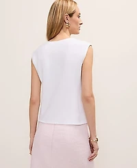 Ann Taylor Petite Sleeveless V-Neck Top White Women's