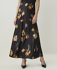 Ann Taylor Floral Bias Flare Maxi Skirt Black - Yellow Women's