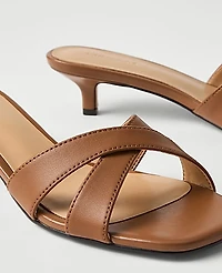 Ann Taylor Leather Crossover Kitten Heel Sandal Women's