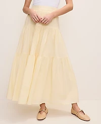 Ann Taylor Weekend Tiered Full Skirt Lemon Pavlova Women's