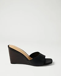 Ann Taylor Leather Wedge Sandal Black Women's