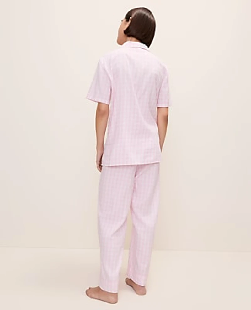 Ann Taylor Gingham Pajama Set Vibrant Pink Women's