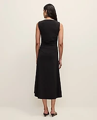 Ann Taylor Asymmetric Twist Shoulder Midi Dress Black Women's