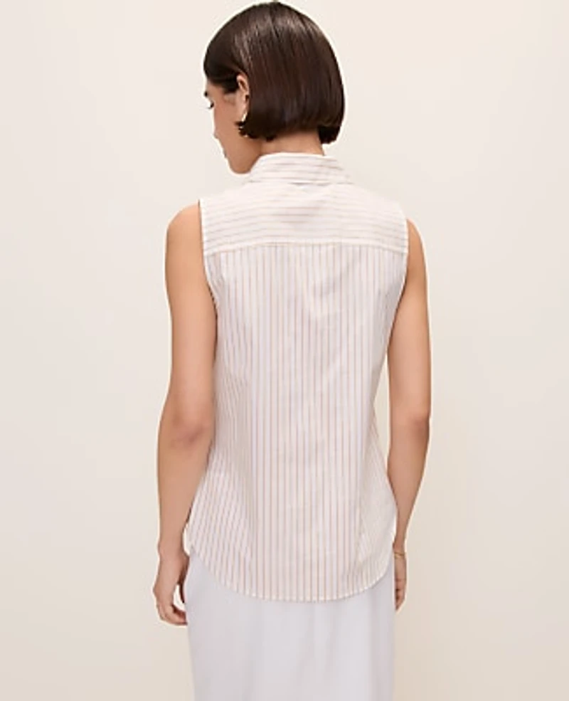 Ann Taylor Striped Sleeveless Essential Shirt Baguette Women's