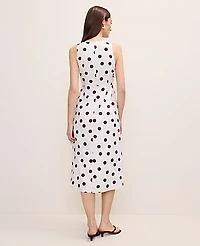 Ann Taylor Petite Polka Dot Linen Blend Sheath Dress White Women's