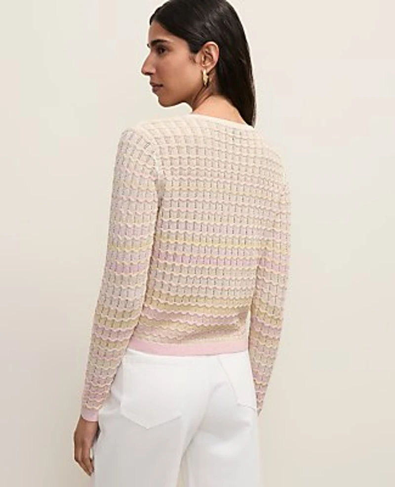 Ann Taylor Petite Crochet Cardigan Ombré Pirouette Women's