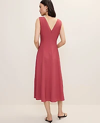 Ann Taylor V-Neck Flare Midi Dress Rose Clay Women's