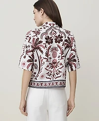 Ann Taylor Weekend Triple Tie Top Linen Blend Rich Walnut Women's