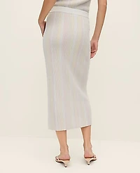 Ann Taylor Petite Striped Metallic Midi Sweater Skirt Rose Veil Women's
