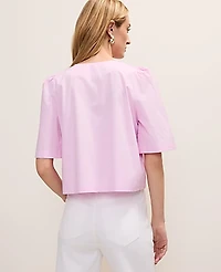 Ann Taylor Petite Tie Front Short Sleeve Blouse Pirouette Women's