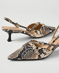 Ann Taylor Snake Print Crossover Pump Black Women's
