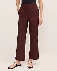 Ann Taylor The Petite Flare Ankle Pant in Linen Blend Size 00 Rich Walnut Women's