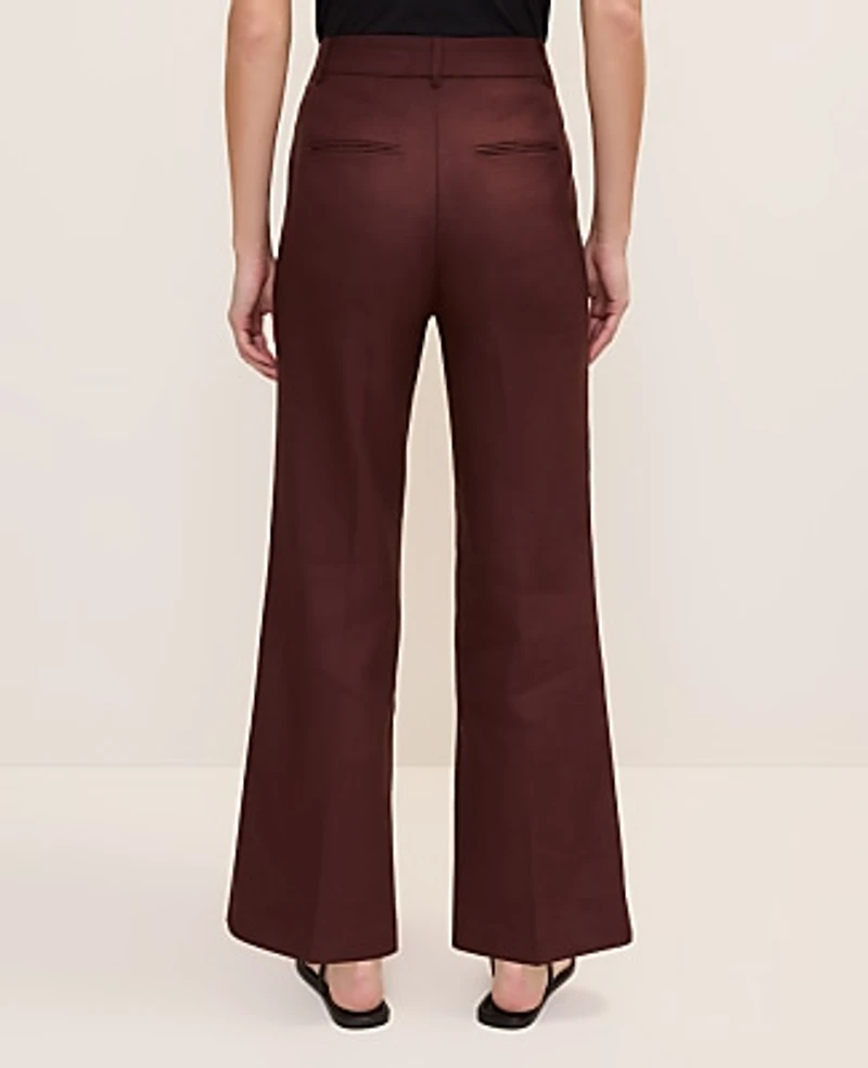 Ann Taylor The Petite Flare Ankle Pant in Linen Blend Size 00 Rich Walnut Women's