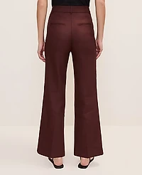 Ann Taylor The Petite Flare Ankle Pant in Linen Blend Size 00 Rich Walnut Women's