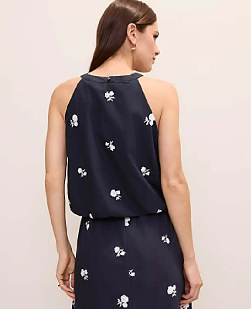 Ann Taylor Sequin Embroidered Halter Top Night Sky Women's