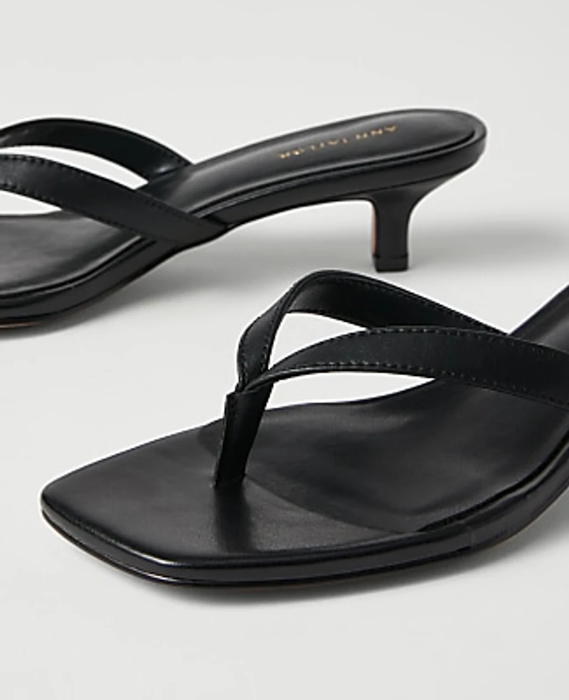 Ann Taylor Leather Kitten Heel Sandal Size 9 Black Women's