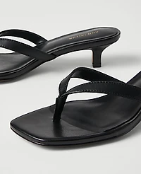 Ann Taylor Leather Kitten Heel Sandal Size 9 Black Women's