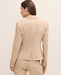 Ann Taylor The Petite Short One Button Blazer Linen Blend Women's
